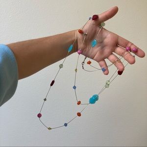 Colorful glass bead and chain necklace